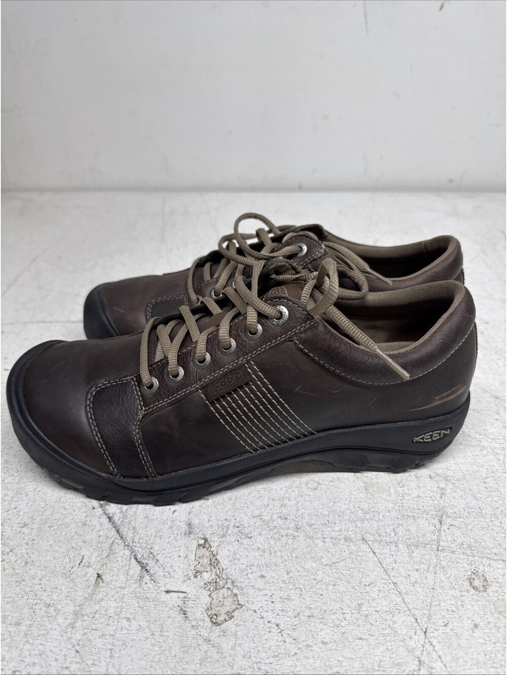 Keen Austin Men's Size 13 Brown Leather Upper Sneaker Work Shoe EUC